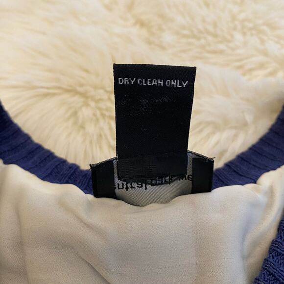 Central Park West Linen Striped Split Back Knit Tank Small - Picture 4 of 7